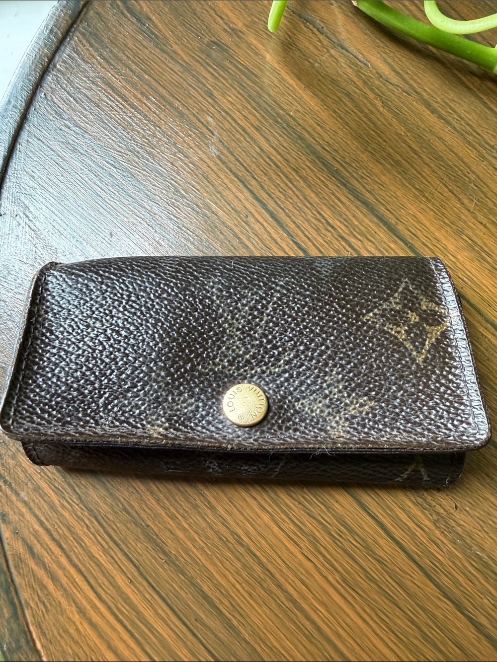 Louis Vuitton Monogram Canvas Key Pouch in Brown with Gold Snap